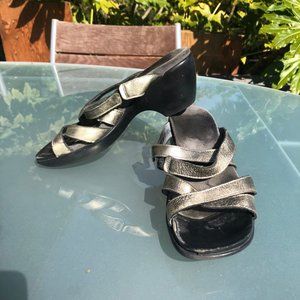 Naot Slide Sandals Warm Silver Cross Straps